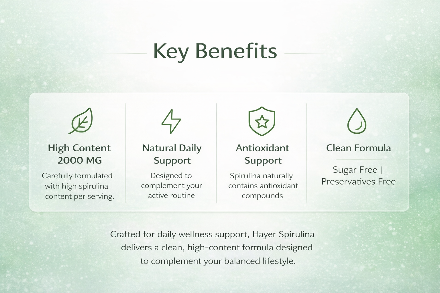 HAYER 98% Spirulina Powder Organic -60 Tablets Veg
