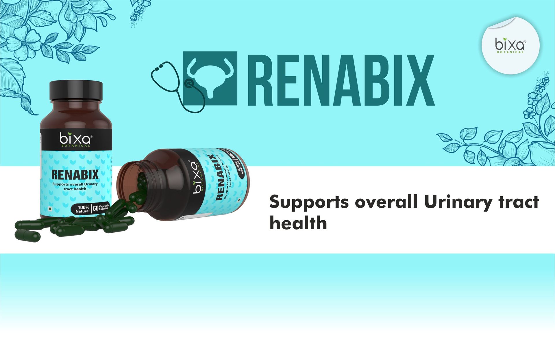 Bixa Botanical Renabix 450mg | Supports Kidney Health | 60 Veg Capsules