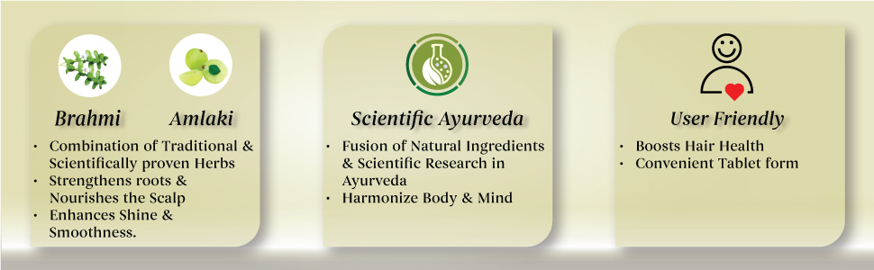 Ayurvedic Hair Vital Tablets | Hair Fall Control Supplement | Strengthens Roots | Improves Hair Texture | Brahmi, Amla, Mulethi | 60 Tablets | Pack of 2