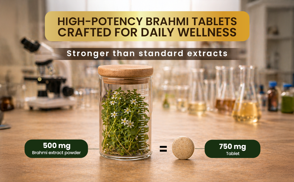 Pankajakasthuri Brahmi Tablets for Memory and Cognitive Support, 60 Tablets, Brahmi (Bacopa monnieri), Sugar-Free, Ayurvedic Formulation