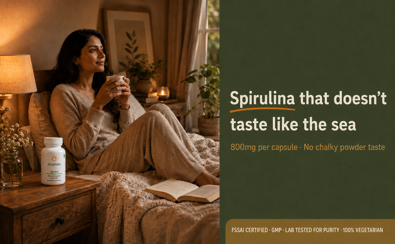 Spirulina Capsules 800mg | Blue Green Algae Superfood | Plant Protein, Iron & B-Vitamins | Energy, Immunity & Detox Support | Iron Supplement for Women & Men | 60 Vegetarian Capsules
