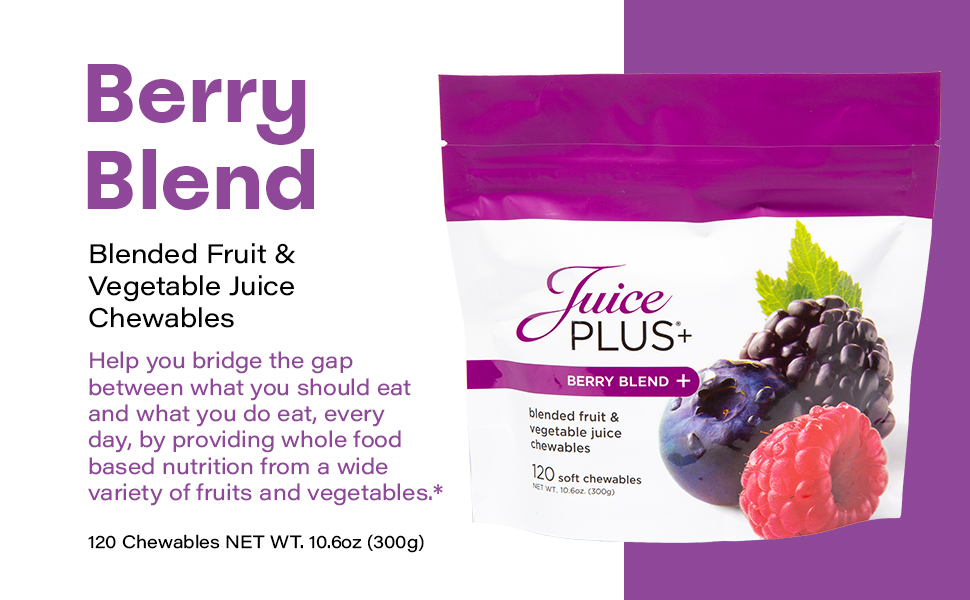 Juice Plus+ Berry Blend Soft Chews with 12 Plants, 120 Chewables