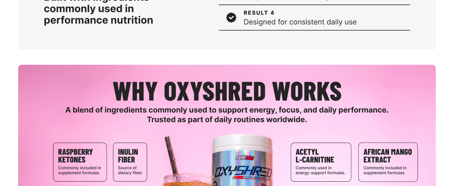 EHP Labs OxyShred Pre Workout Powder - Preworkout Powder with L Glutamine & Acetyl L Carnitine, Energy Boost Drink - Raspberry Refresh, 60 Servings