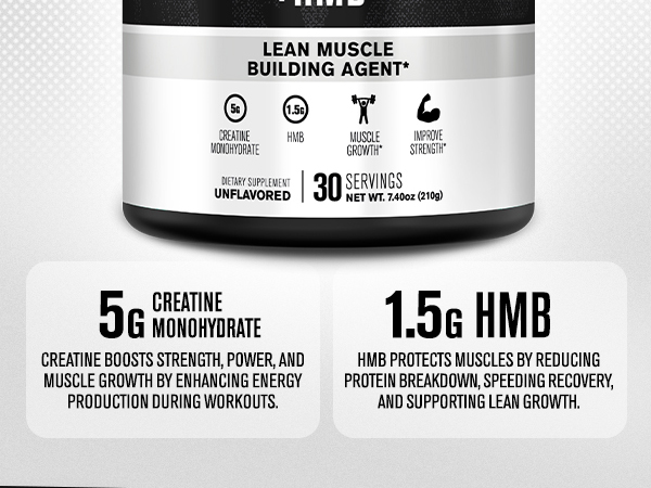 Jacked Factory Creatine HMB Lean Muscle Builder, 30 Servings, Unflavored
