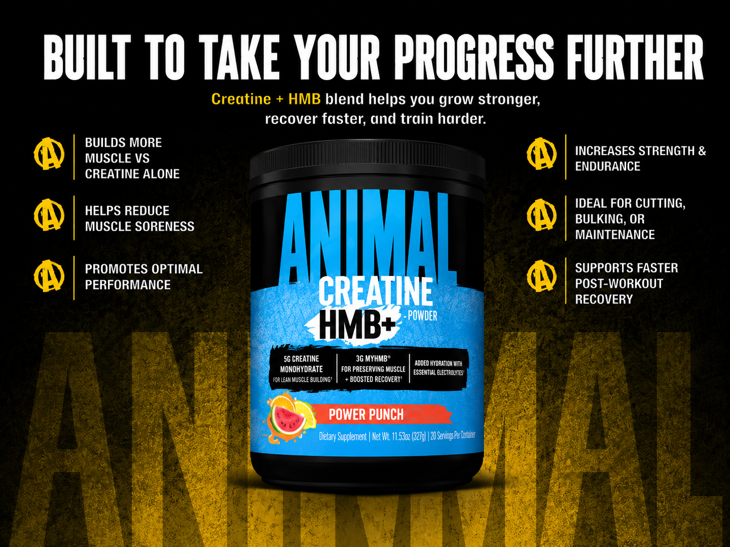 Animal Creatine Monohydrate HMB+ for Men & Women | Power Punch 30 Servings