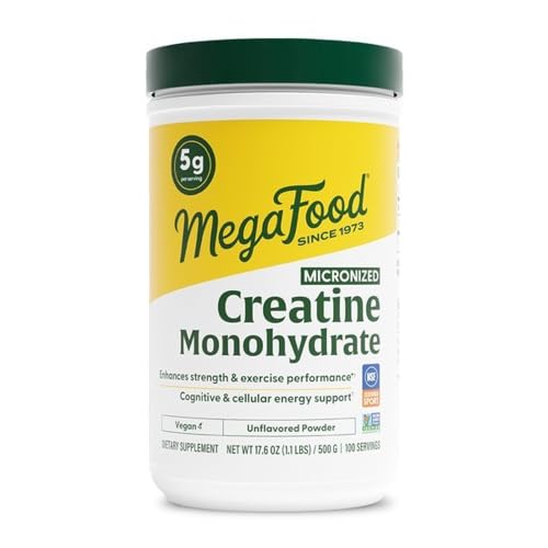 MegaFood Micronized Creatine Monohydrate Powder, Unflavored, 500 Grams