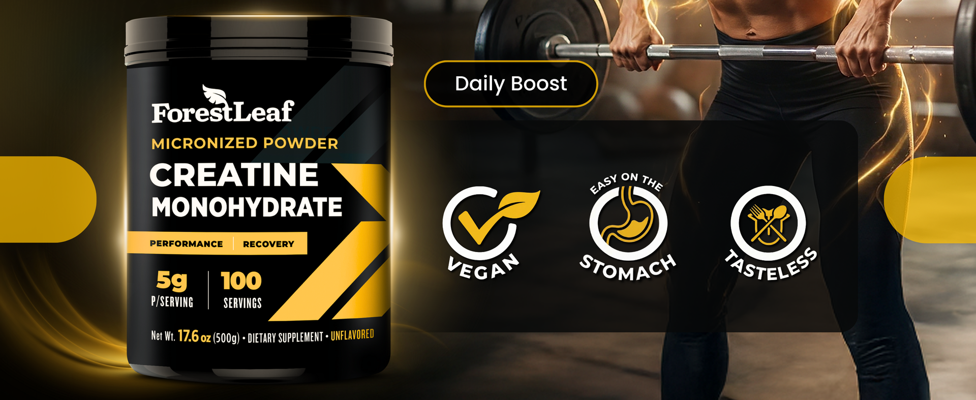 ForestLeaf Micronized Creatine Monohydrate Powder - Maximize Muscle Growth & Strength - Unflavored Creatine for Women and Men - 5G Per Serving - 100 Servings
