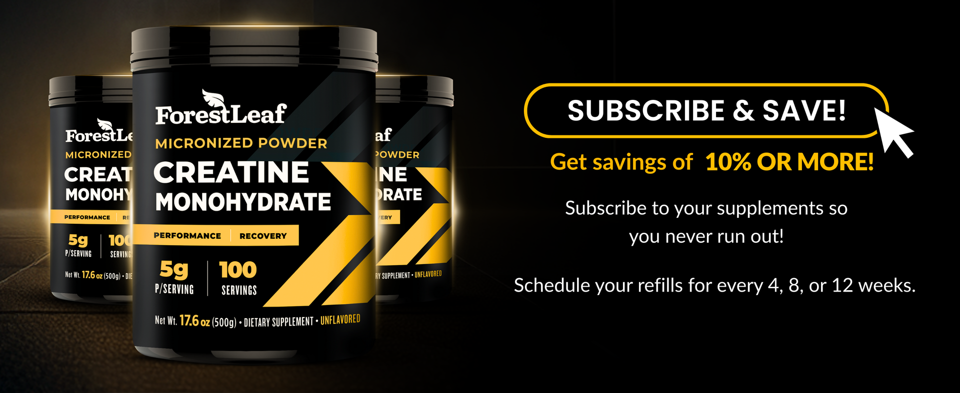 ForestLeaf Micronized Creatine Monohydrate Powder - Maximize Muscle Growth & Strength - Unflavored Creatine for Women and Men - 5G Per Serving - 100 Servings
