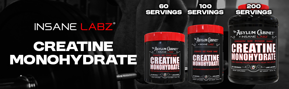 Insane Labz Creatine Monohydrate - Unflavored, Supports Increased Strength, Size and Power, 5g Per Serving, 60 Servings