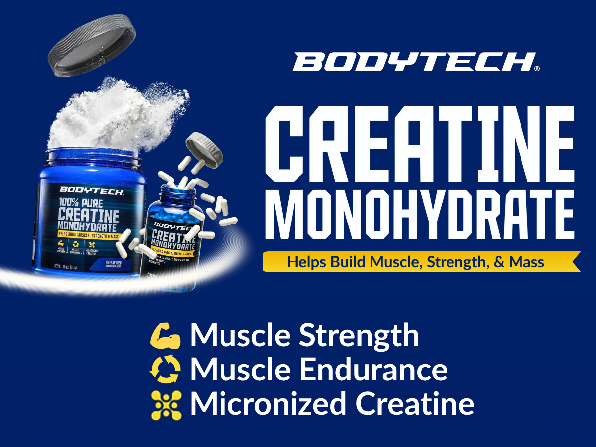 BodyTech Creatine Monohydrate Powder, Unflavored, 18 Oz, 102 Servings