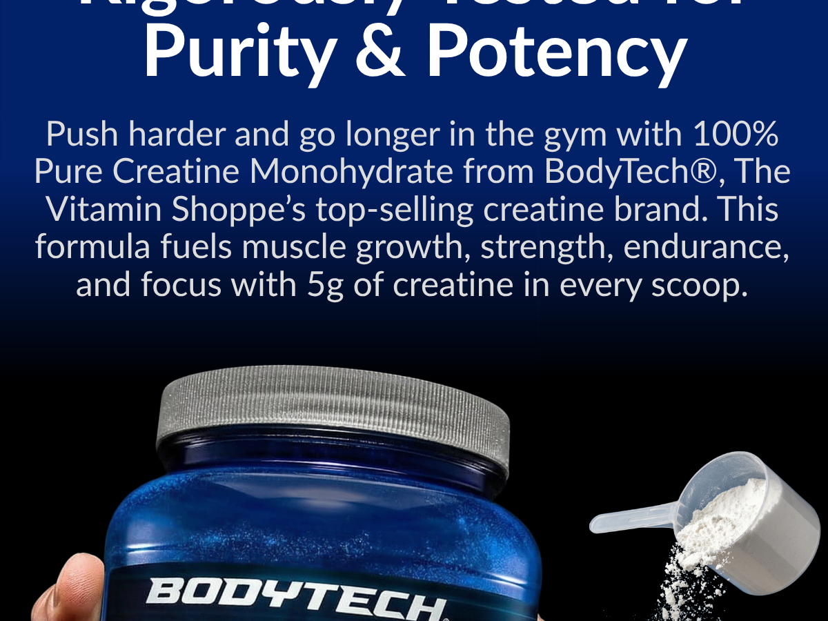 BodyTech Creatine Monohydrate Powder, Unflavored, 18 Oz, 102 Servings