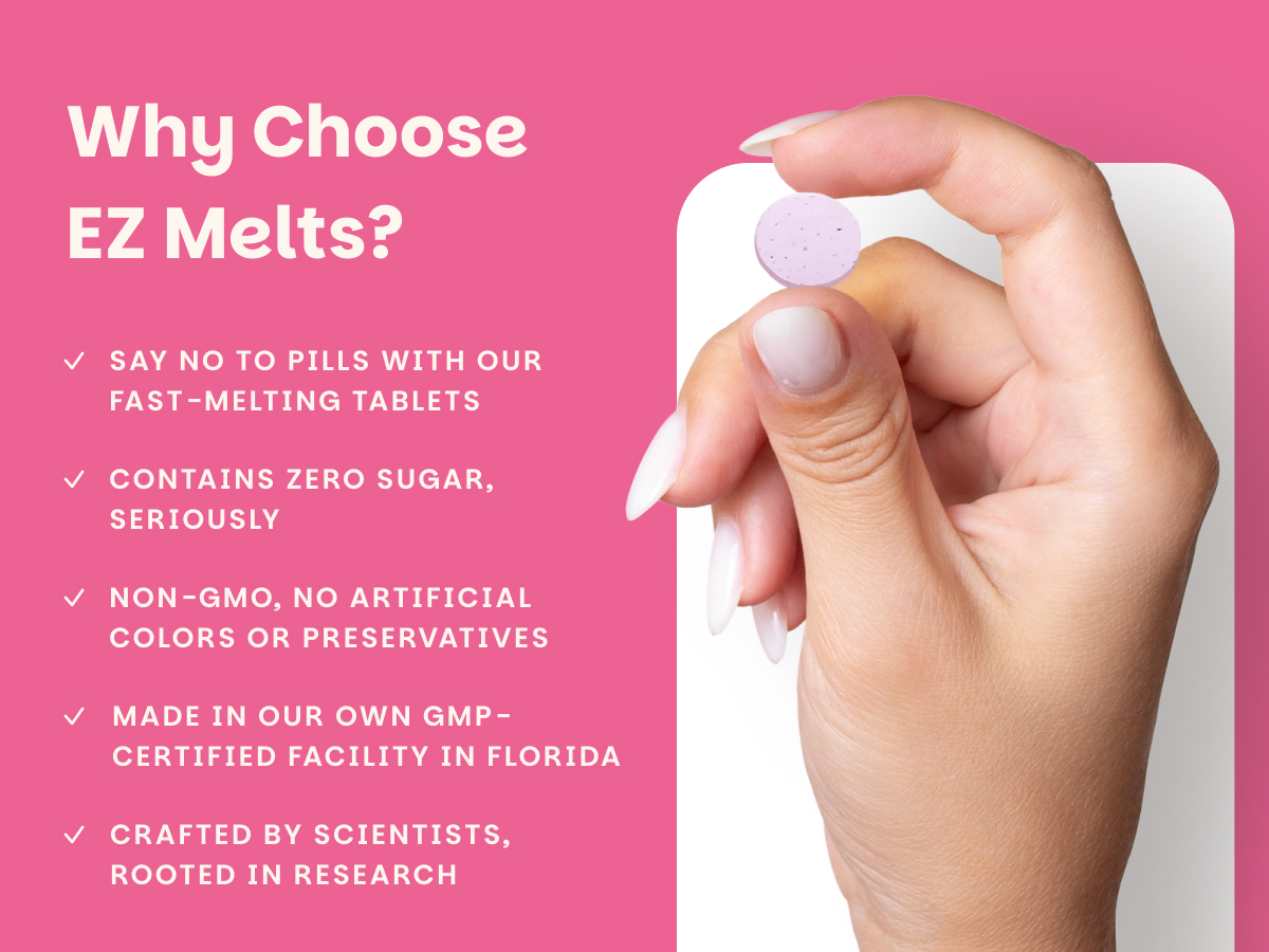 EZ Melts Dissolvable B12 Methylcobalamin 2,500 mcg, 90 Tablets, Red Cherry