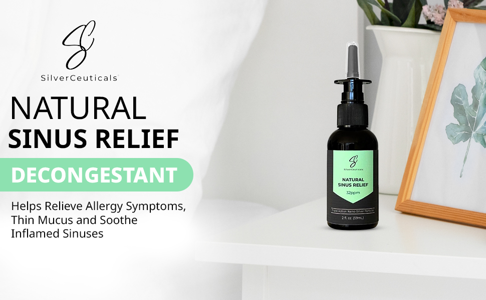 Sinus Relief Spray w/Nano Silver - Only 2 Ingredients - 2oz Vertical Spray