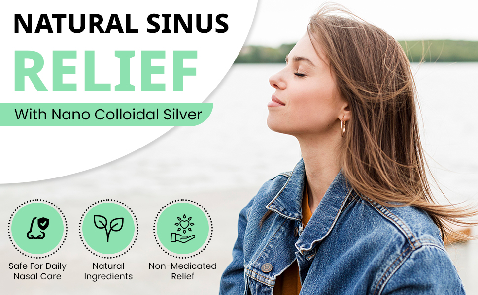 Sinus Relief Spray w/Nano Silver - Only 2 Ingredients - 2oz Vertical Spray