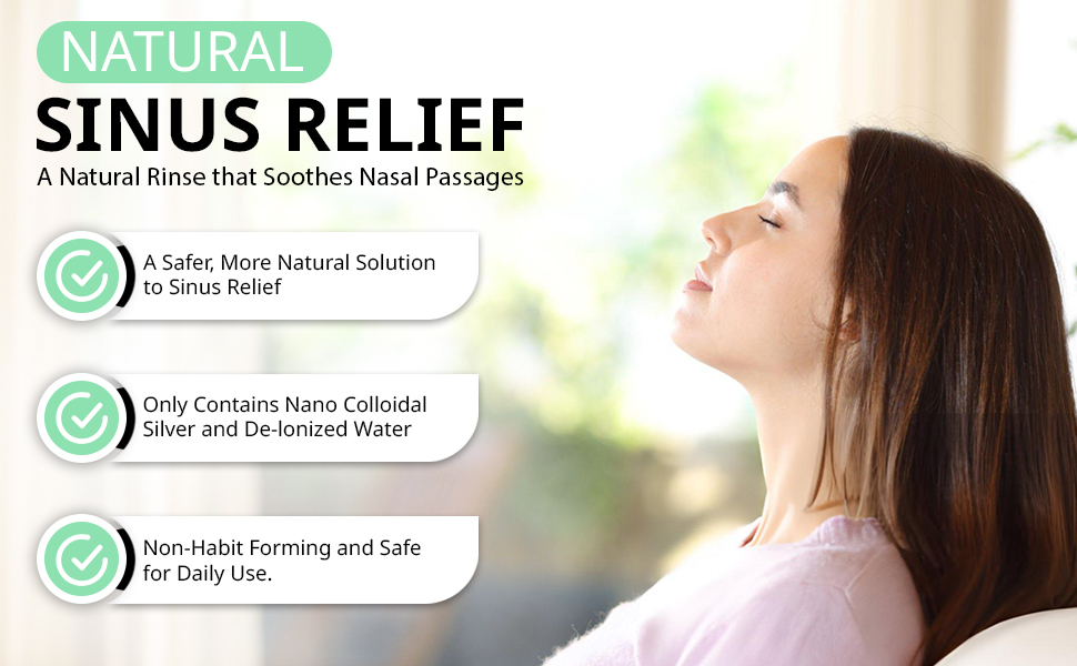 Sinus Relief Spray w/Nano Silver - Only 2 Ingredients - 2oz Vertical Spray