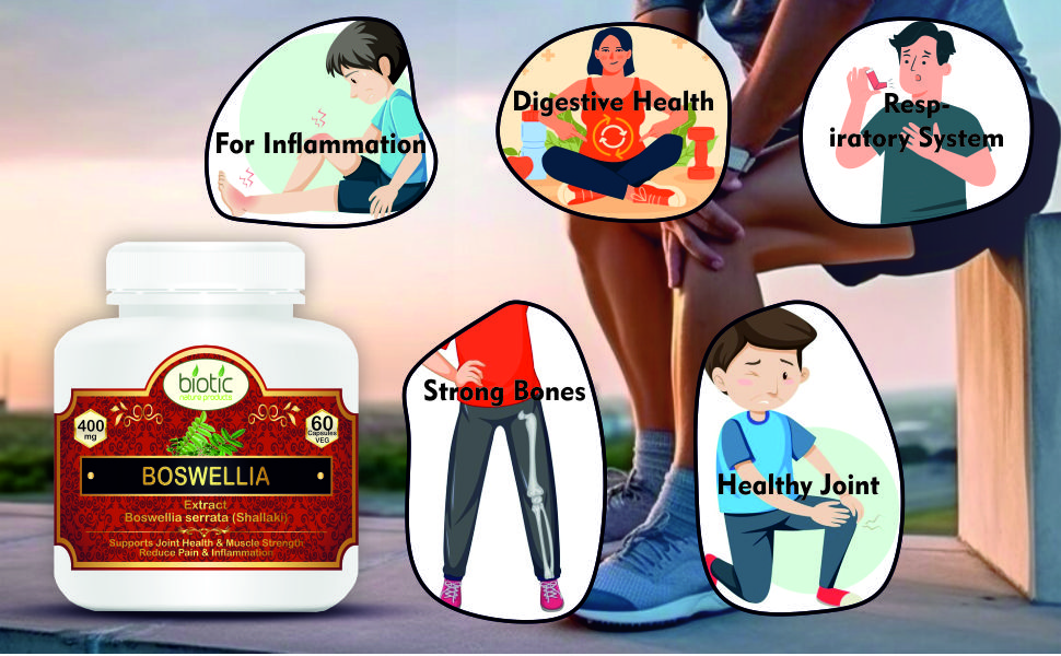 Biotic Boswellia Serrata Capsules - Shallaki Capsules - Boswelia Extract Capsule 400mg - 60 Veg Capsules