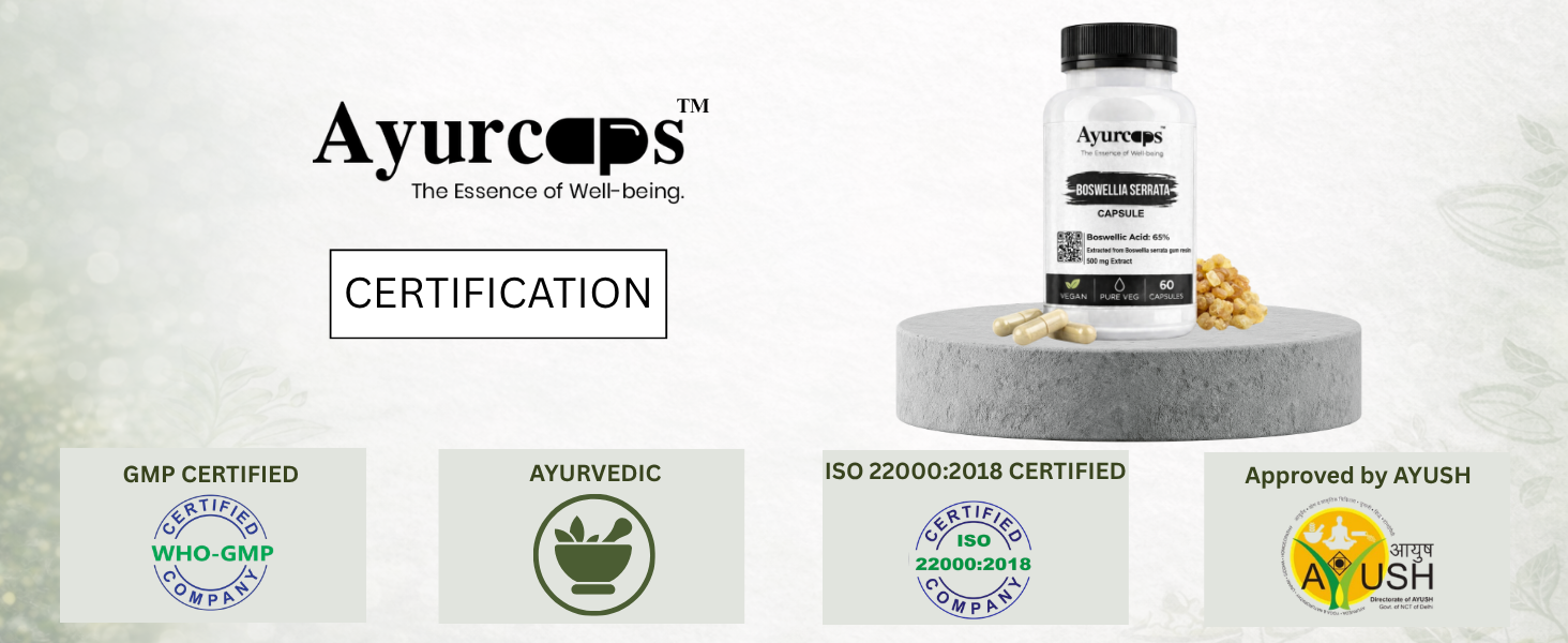 Boswellia Serrata Extract 500mg 60 Veg Capsules | 65% Boswellic Acids | Shallaki Capsules | Ayurvedic Herbal Supplement