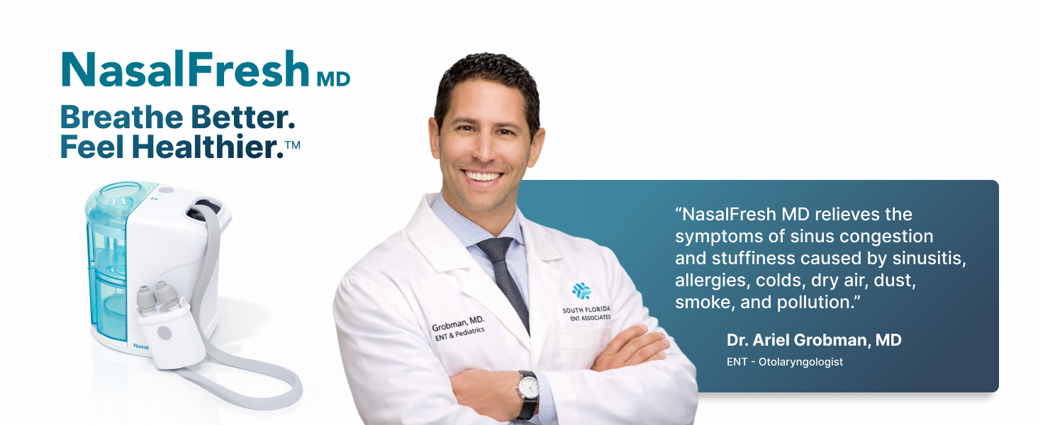 NASALFRESH MD Dual Powered Nasal Irrigation System, Sinus Rinse and Wash