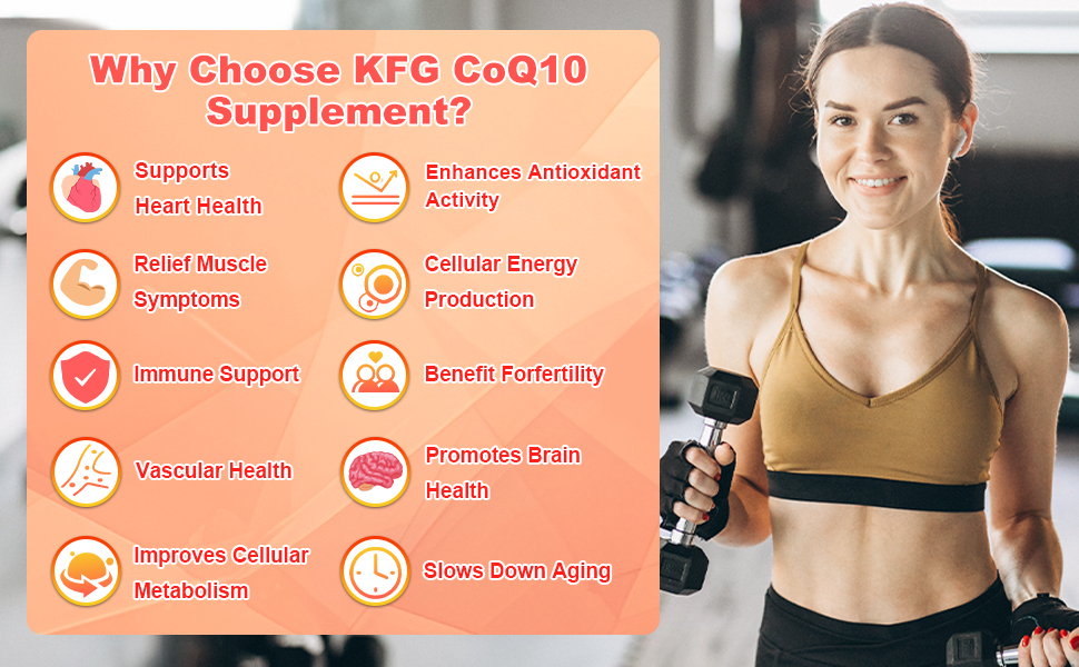 KFG CoQ10 200mg Softgels, Coenzyme Q10 Supplements Support Heart Health, Cardiovascular Health, Immune System & Cellular Energy Production, Gluten Free