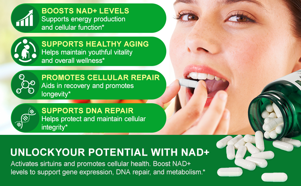 TKTALKER NAD Supplement 2000 Mg - 120 Capsules True NAD & Resveratrol