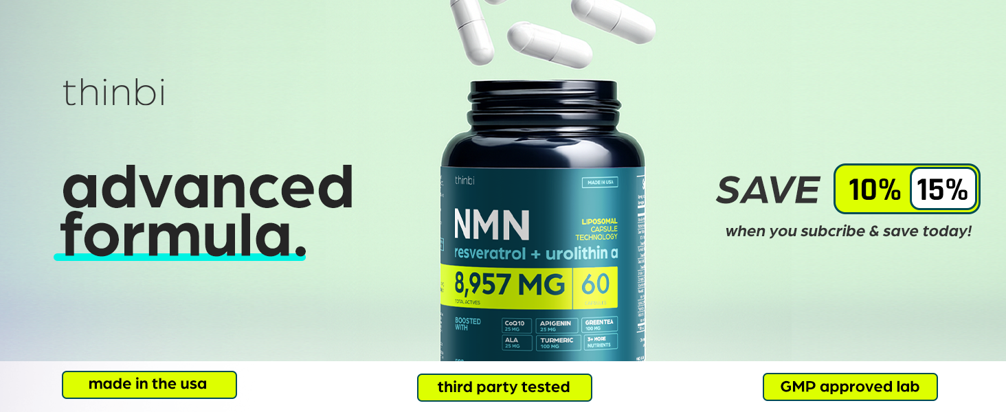 Thinbi NMN & NAD Supplement with Urolithin A, 60 Count