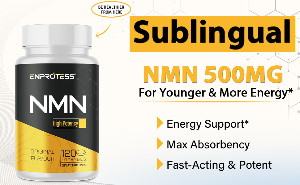 Sublingual NMN 500mg, NMN Supplement（120-Day Supply）, 99% Pure, 120 Lozenge