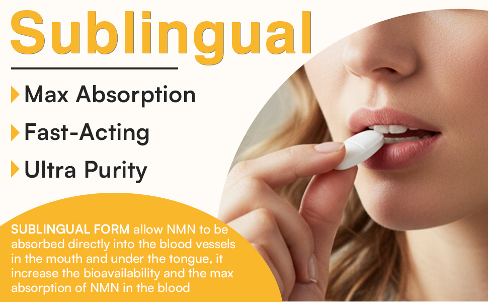 Sublingual NMN 500mg, NMN Supplement（120-Day Supply）, 99% Pure, 120 Lozenge