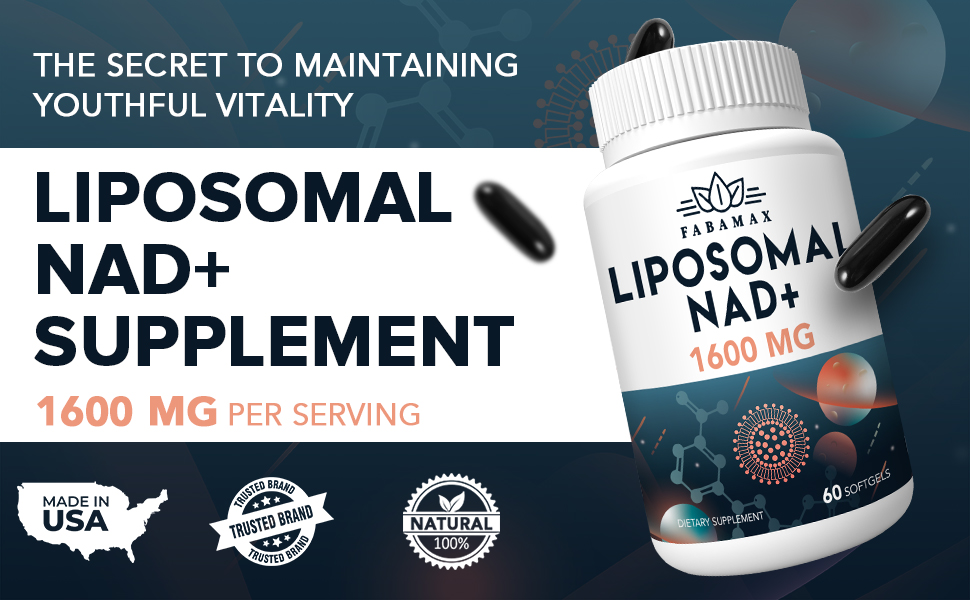 1600 mg Liposomal NAD Supplement, 98% Pure NAD+ Supplement, Superior Absorption, Alternative to Nicotinamide Riboside or NADH to Boost NAD+ for Aging Defense, Energy, Longevity,60 Softgels