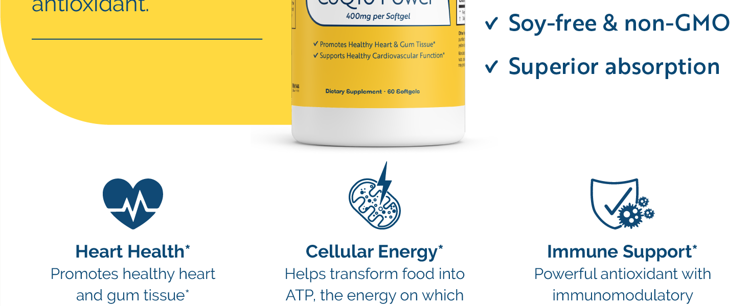 Researched Nutritionals CoQ10 400mg Softgels Heart Health Supplement, 60 Ct
