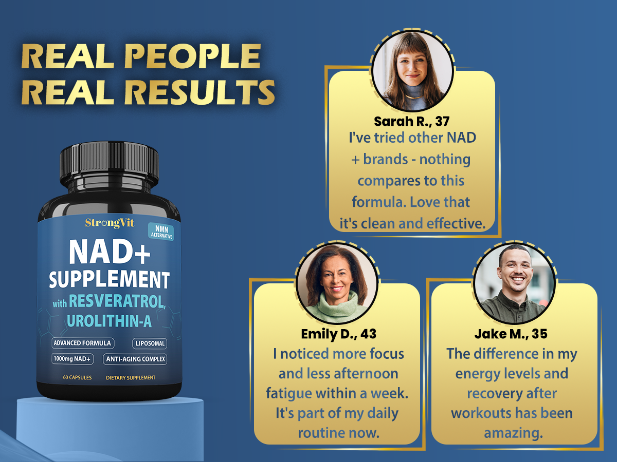 StrongVit NAD Resveratrol for Women & Men, Cellular Health, Energy, 60 Caps
