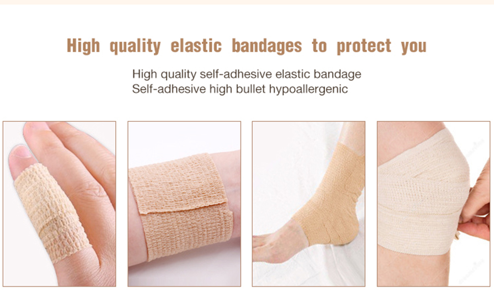 Self Adhesive Bandage Wrap 8 Pack 2" x 5 Yard Elastic Vet Wrap Cohesive Bandage Non Woven Breathable Bandage for Wrist Ankle Sprains Swelling(Rainbow)