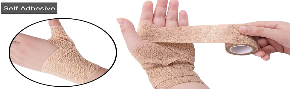 Self Adhesive Bandage Wrap 8 Pack 2" x 5 Yard Elastic Vet Wrap Cohesive Bandage Non Woven Breathable Bandage for Wrist Ankle Sprains Swelling(Black)