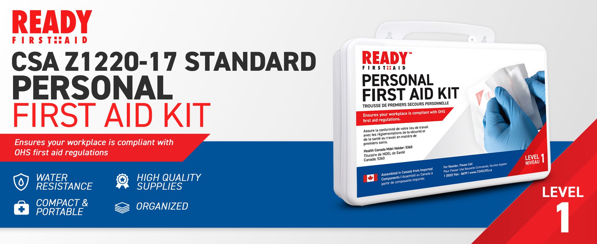 Ready First Aid, CSA Type 1 Personal First Aid Kit for Solo Worker