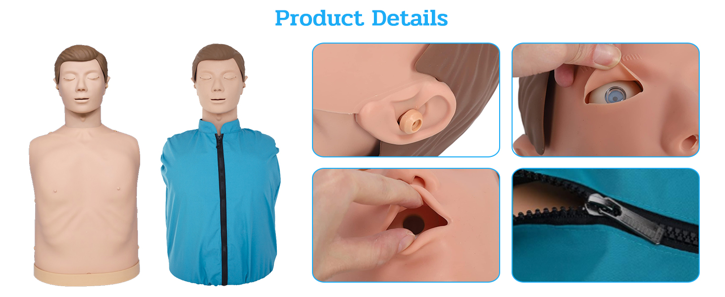 ELZEM Adult CPR Training Mannequin Rubber Mannequins First Aid Training in Cardiopulmonary Resuscitation for Teaching Training A