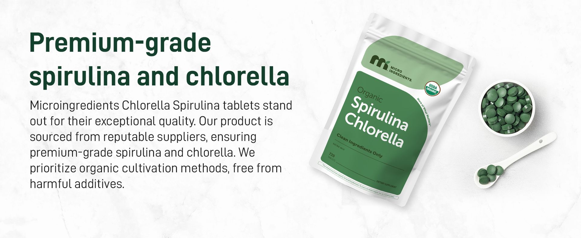 Micro Ingredients Organic Spirulina Chlorella Tablets, 720 Count