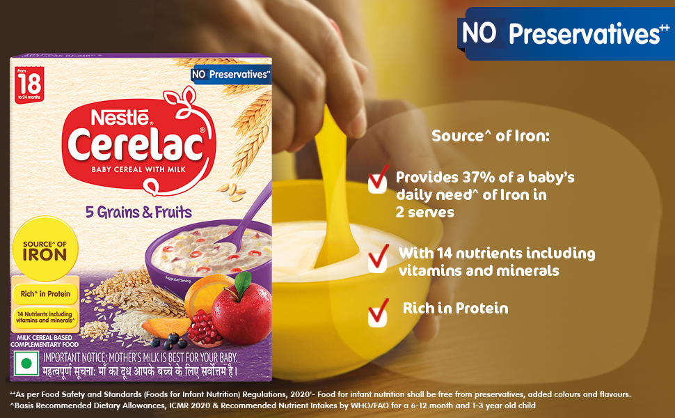 Nestlé CERELAC Baby Cereal 5 Grains & Fruits, STG-5, 300g