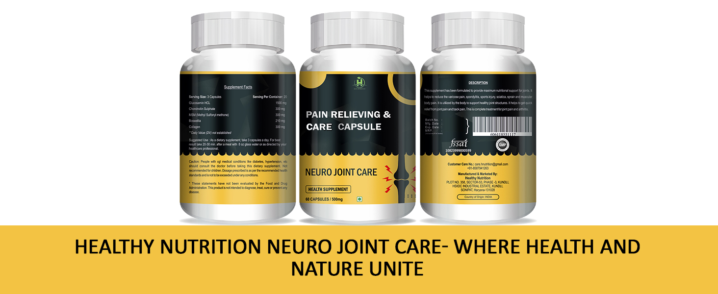 Healthy Nutrition Neuro Joint Care Capsules | Herbal Joint Support Supplement for Mobility, Flexibility & Comfort | Supports Active Lifestyle | Vegetarian Capsules for Men & Women | 60 Caps