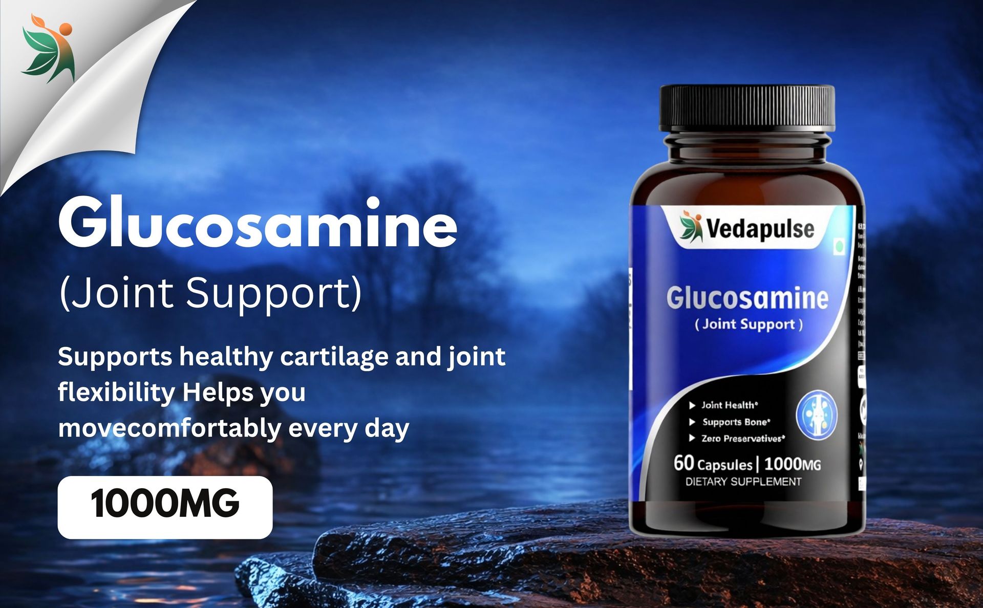 Glucosamine with Chondroitin, MSM & Black Pepper – 60 Capsules