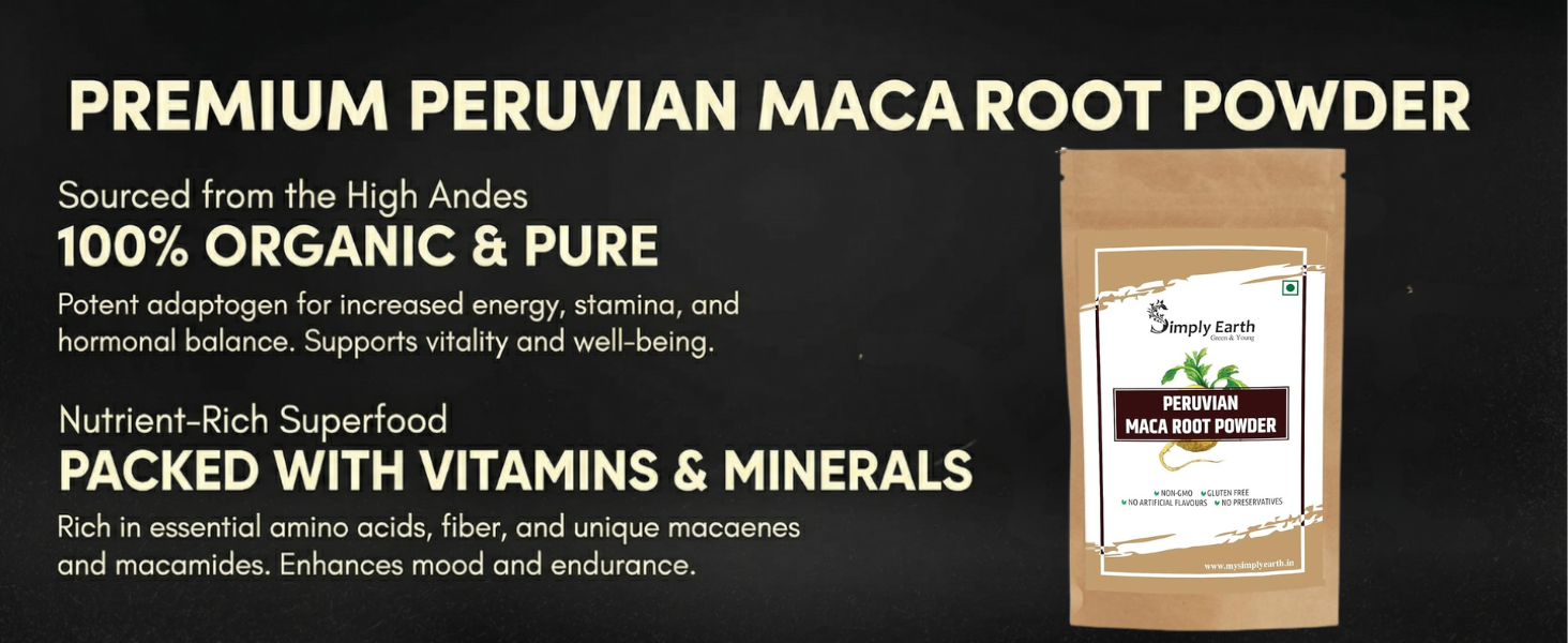 Simply Earth Peruvian Maca Root Powder | Boosts Energy and Immunity | Relieves Stress | Great for Men and Woman - In Different Packs (100GM)