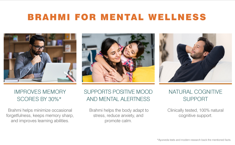 Himalaya Organic Bacopa (Brahmi) I For Mental Alertness I Improves Memory Score by 30%* I Supports Positive Mood I 100% Natural I 30 Veg Caplets,1 Count
