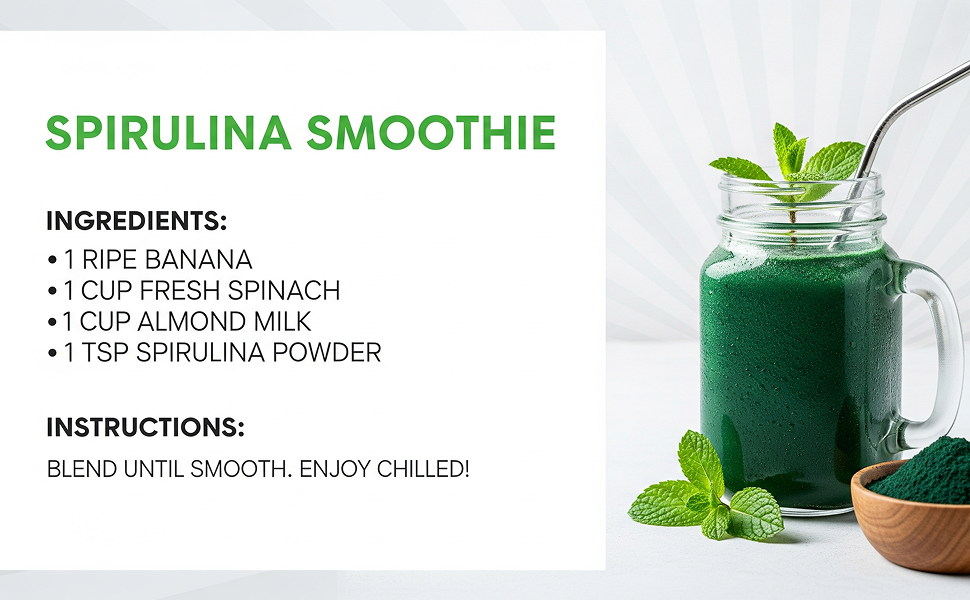 100% Natural Spirulina | USDA Certified Organic Spirulina Powder for Immunity, Energy, Digestion & Skin Health | Plant Based Protein Superfood - 100g Veg Powder