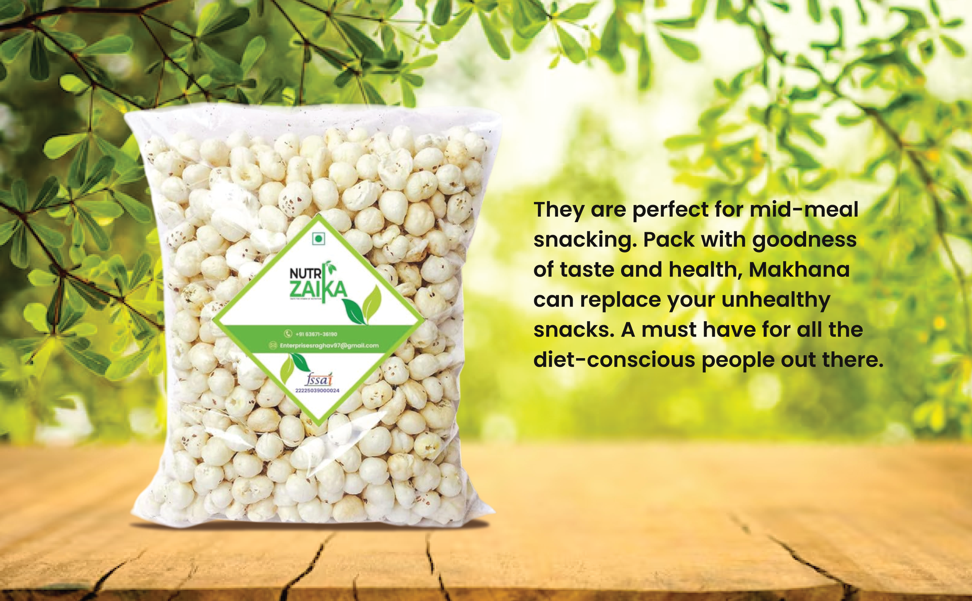 NUTRIZAIKA Premium Medium Size Phool Makhana 250 gm | Medium Size Fox Nuts/Lotus Seeds | Natural & Crunchy Makhana Fit for Fasting | High Protein & Rich in Fiber