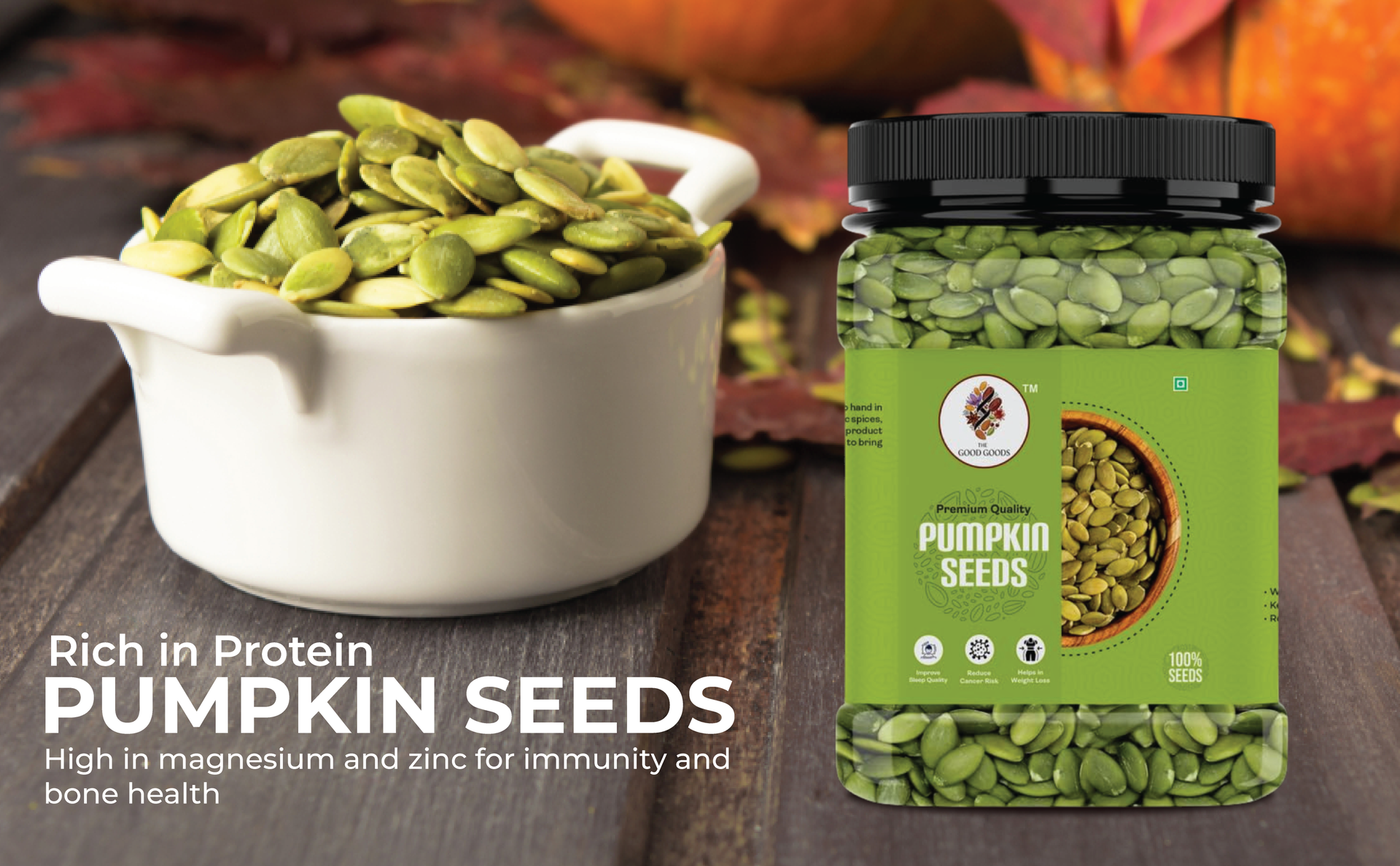 THE GOOD GOODS Pumpkin Seeds - AAA Grade Seeds for Eating | Protein Rich Seeds | Healthy Diet Snacks | Rich in Protein - 500gm