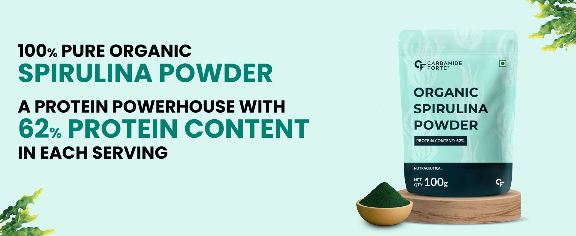 Carbamide Forte 100% Organic Spirulina Powder | Spirulina | Spirulina Powder Organic - 100g