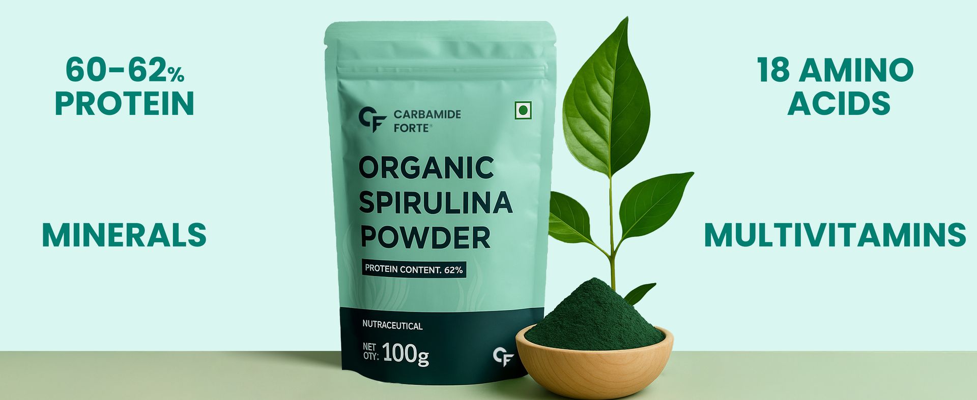 Carbamide Forte 100% Organic Spirulina Powder | Spirulina | Spirulina Powder Organic - 100g