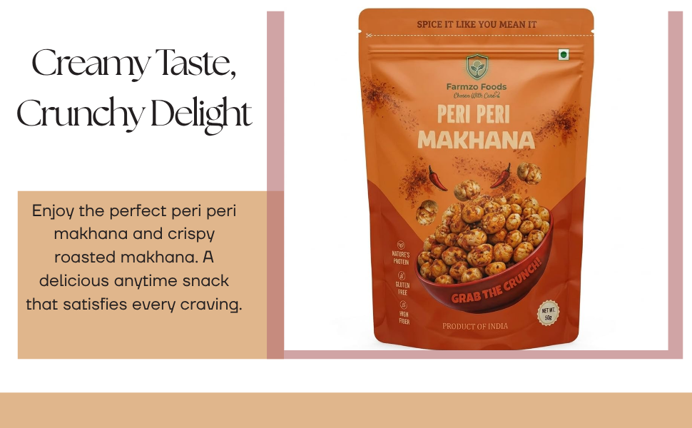 Farmzo Foods Peri Peri Makhana | Crispy Roasted Fox Nuts | 50G