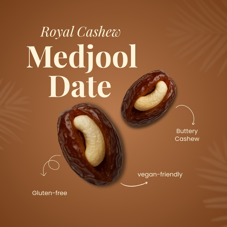 Premium Medjool Almond Filled Dates 1kg | Handpicked Soft & Juicy Medjool Dates Stuffed with Crunchy Roasted Almonds | 100% Natural Healthy Gourmet Snack | High-Fiber, Nutrient-Rich & Antioxidant Packed Superfood | Delicious Energy Booster for Kids & Adults | Perfect for Gifting, Festive Hampers, Baking & Everyday Snacking | No Added Sugar, Preservatives or Gluten