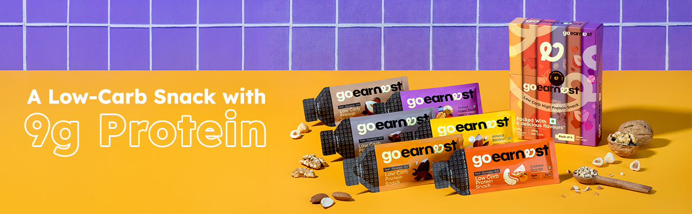 Goearnest All in One pack Low Carb, High Protein Snack | 9g Protein, 5g Net Carbs | No Added Sugar, High Fibre, Gluten Free | 30g