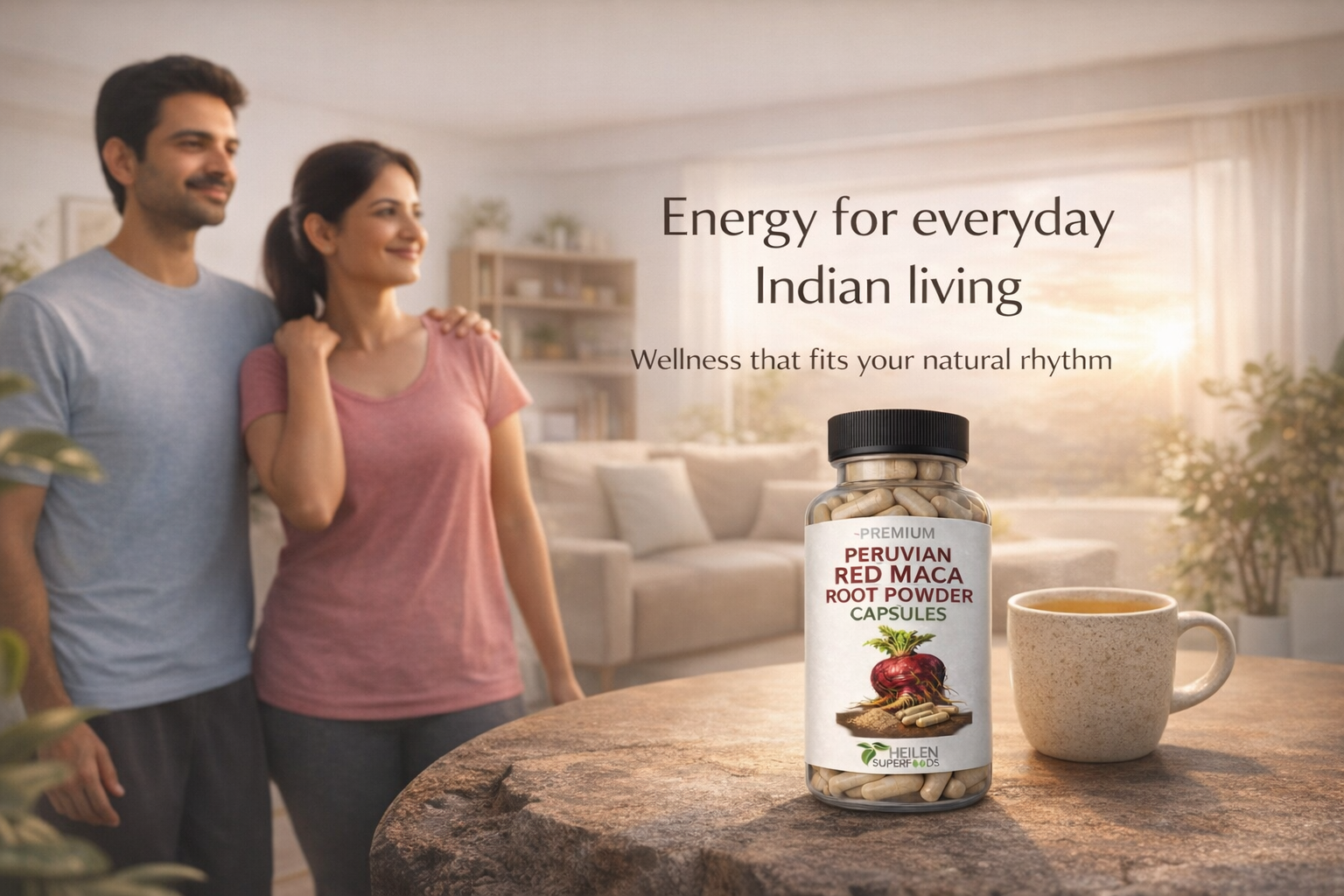Heilen Biopharm Premium Peruvian Red Maca Root Capsules – 500 mg x 180 – Pack of 1 – Energy, Hormonal Balance & Vitality Booster for Men & Women