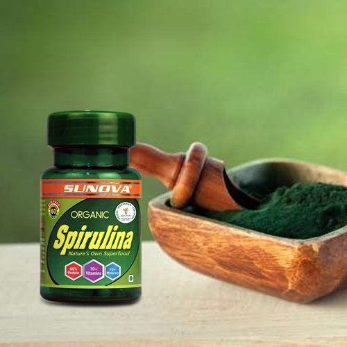 SUNOVA Spirulina Tablets – Nature’s Own Superfood and Plant based Nutritional Supplement , 60% Protein, Full of Multivitamins and Minerals - Spirulina and Blue-Green Algae for Full Body Support & Energy – 60 Tablets (Pack of 2)